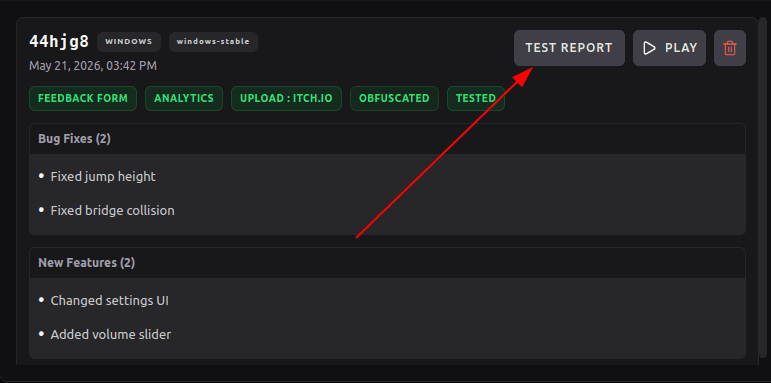 Test Report Button